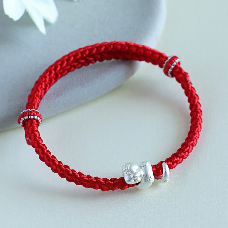 Buddha Stones Handmade 999 Sterling Silver Year Of Snake Red String Luck Braided Bracelet - Image 12