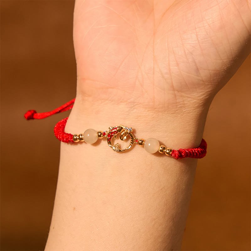 Buddha Stones 925 Sterling Silver Hetian Jade Cinnabar Koi Fish Year Of Snake Red String Protection Braided Bracelet - Image 12