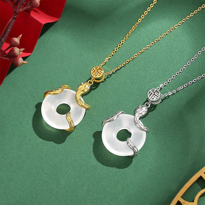 Buddha Stones Chalcedony Peace Buckle 925 Sterling Silver Fu Character Year Of The Snake Positive Necklace Pendant - Image 10