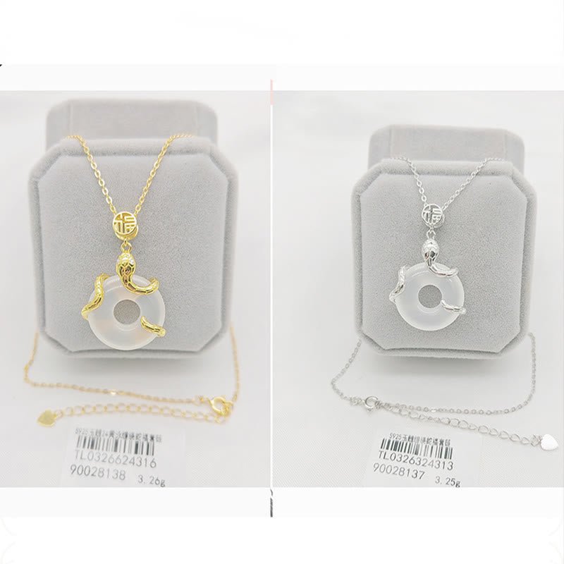 Buddha Stones Chalcedony Peace Buckle 925 Sterling Silver Fu Character Year Of The Snake Positive Necklace Pendant - Image 11