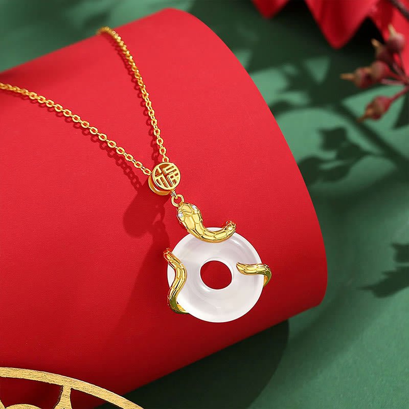 Buddha Stones Chalcedony Peace Buckle 925 Sterling Silver Fu Character Year Of The Snake Positive Necklace Pendant - Image 9