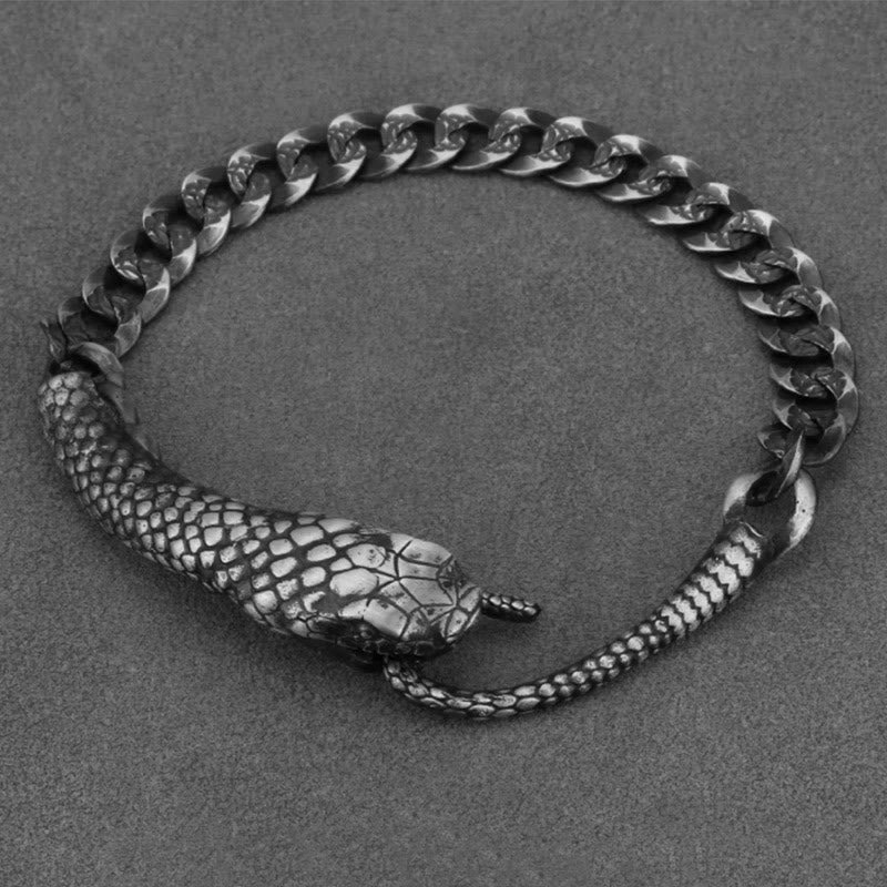 Buddha Stones Sterling Silver Snake Shape Texture Year Of The Snake Blessing Bracelet - Image 15