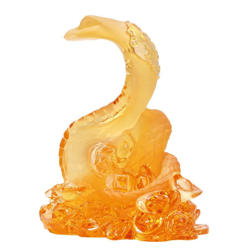 Buddha Stones Year Of The Snake Ingot Copper Coins Base Liuli Art Piece Home Decoration - Image 8