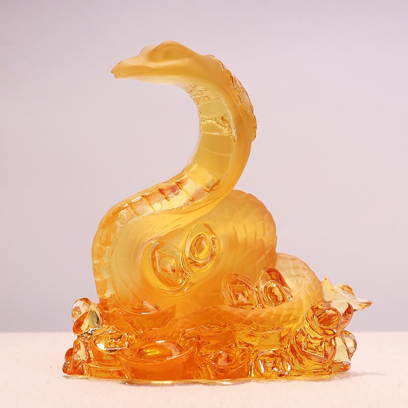 Buddha Stones Year Of The Snake Ingot Copper Coins Base Liuli Art Piece Home Decoration - Image 4