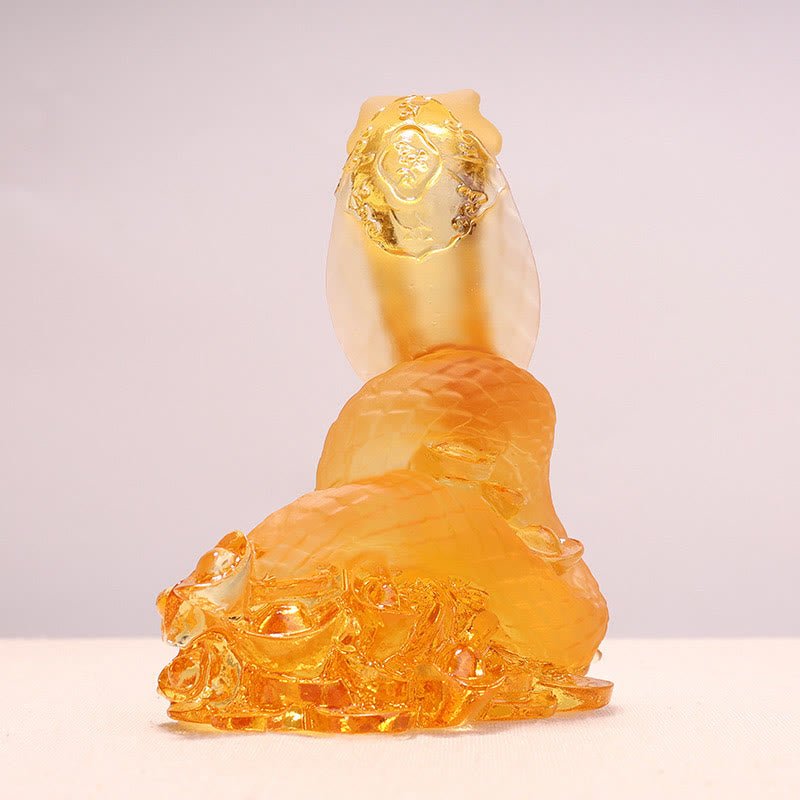 Buddha Stones Year Of The Snake Ingot Copper Coins Base Liuli Art Piece Home Decoration - Image 5