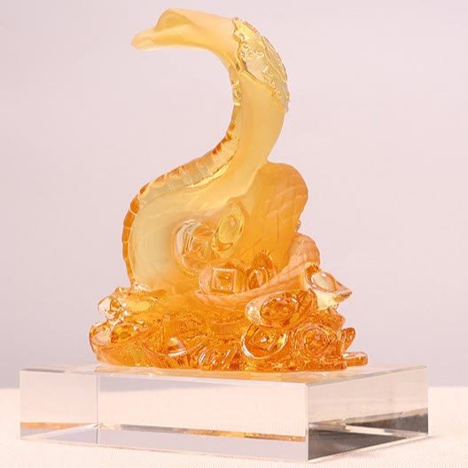 Buddha Stones Year Of The Snake Ingot Copper Coins Base Liuli Art Piece Home Decoration - Image 3