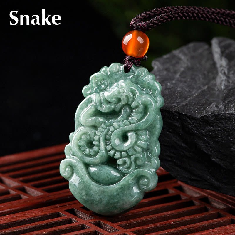 Buddha Stones Natural Jade 12 Chinese Zodiac Prosperity Necklace Pendant - Image 19