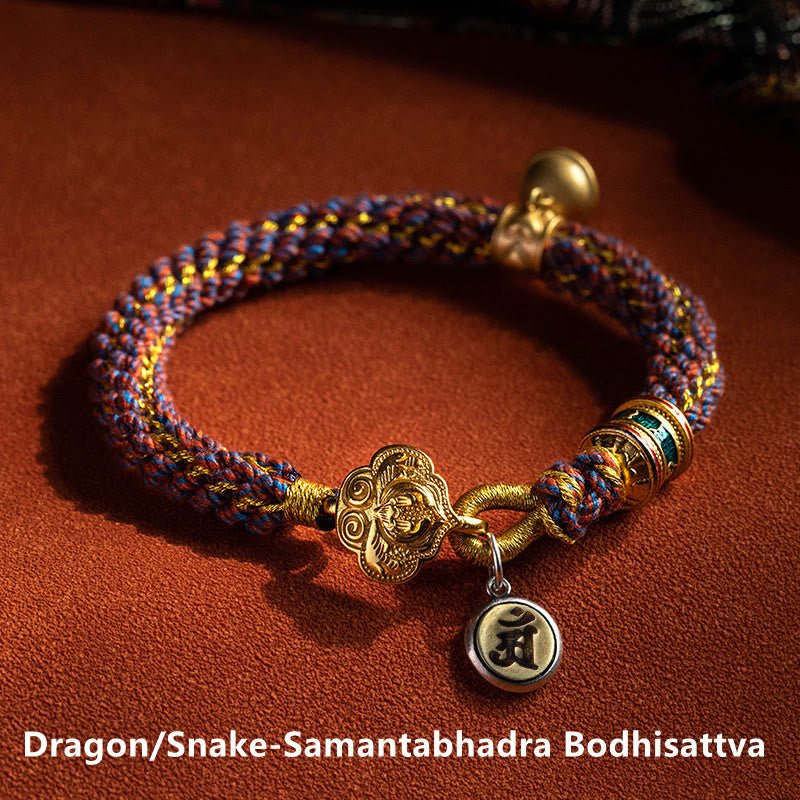 Buddha Stones 925 Sterling Silver Chinese Zodiac Natal Buddha Om Mani Padme Hum Luck Bell Braided String Bracelet - Image 15