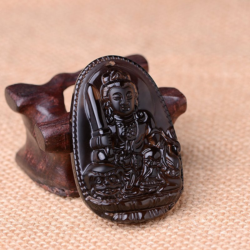 Buddha Stones Chinese Zodiac Obsidian Protection Necklace - Image 4