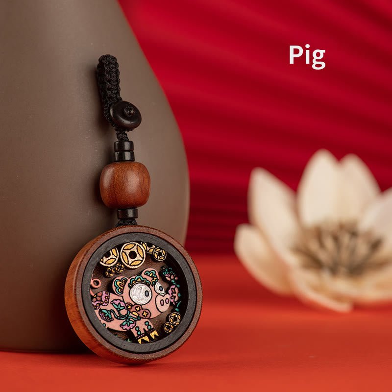 Buddha Stones Year Of The Dragon Hand Painted Chinese Zodiac Rosewood Carved Calm Key Chain (Extra 30% Off | USE CODE: FS30) - Image 23