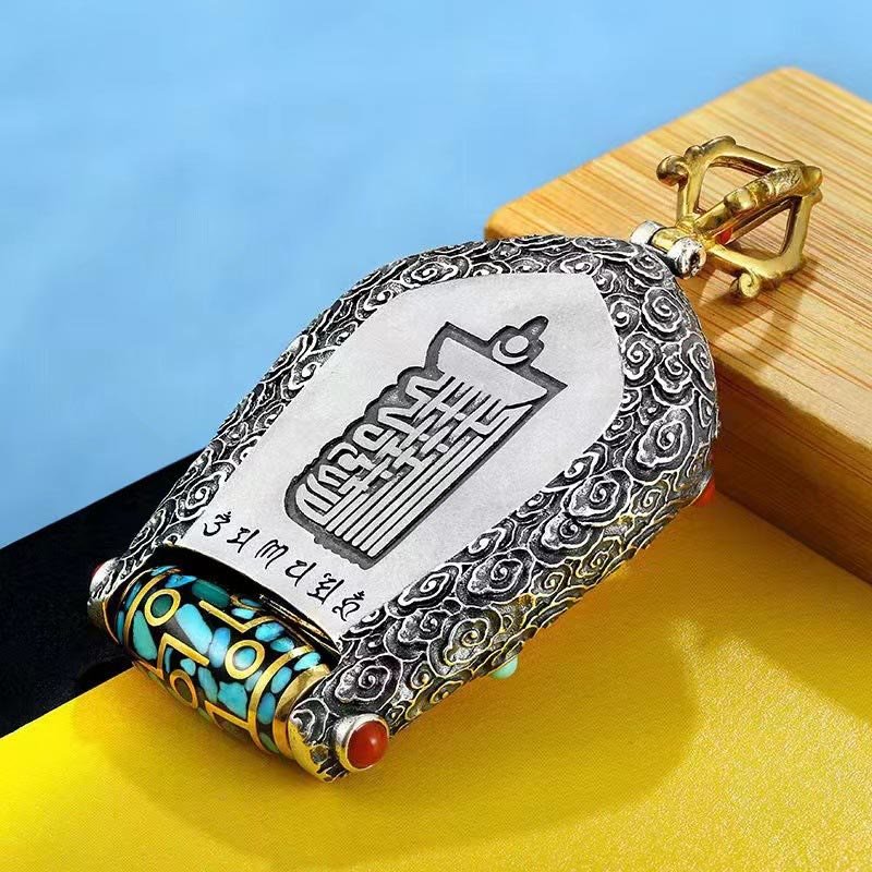 Buddha Stones Tibet Chinese Zodiac Natal Buddha Thangka Prosperity Rotatable Dzi Bead Necklace Pendant - Image 4