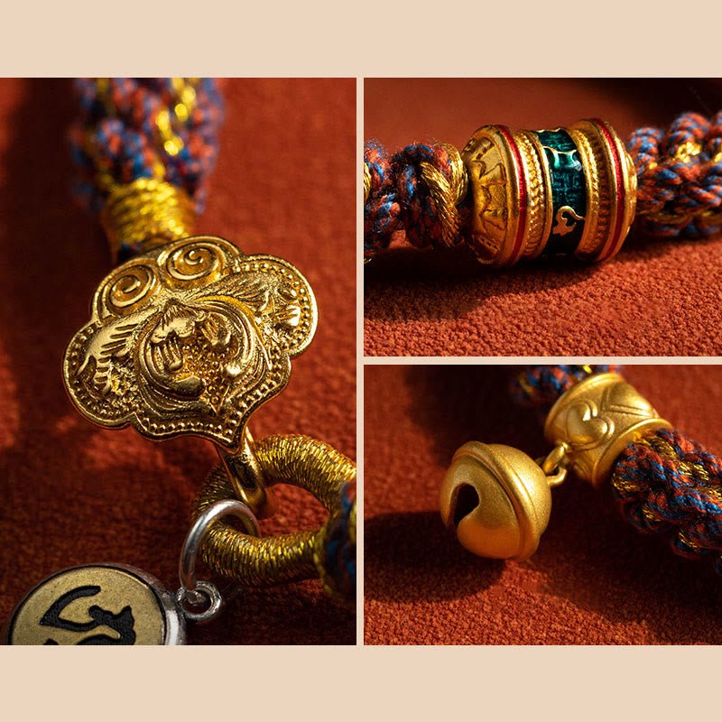 Buddha Stones 925 Sterling Silver Chinese Zodiac Natal Buddha Om Mani Padme Hum Luck Bell Braided String Bracelet - Image 13