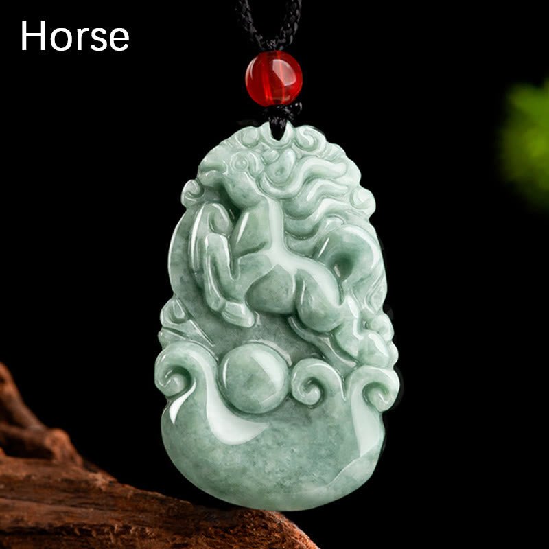 Buddha Stones Natural Green Jade 12 Chinese Zodiac Luck Prosperity Necklace Pendant - Image 16