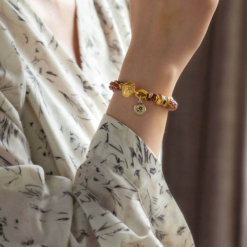 Buddha Stones 925 Sterling Silver Chinese Zodiac Natal Buddha Om Mani Padme Hum Luck Bell Braided String Bracelet - Image 11