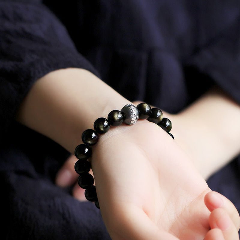 Buddha Stones Chinese Zodiac Natal Buddha Obsidian Purification Bracelet - Image 4