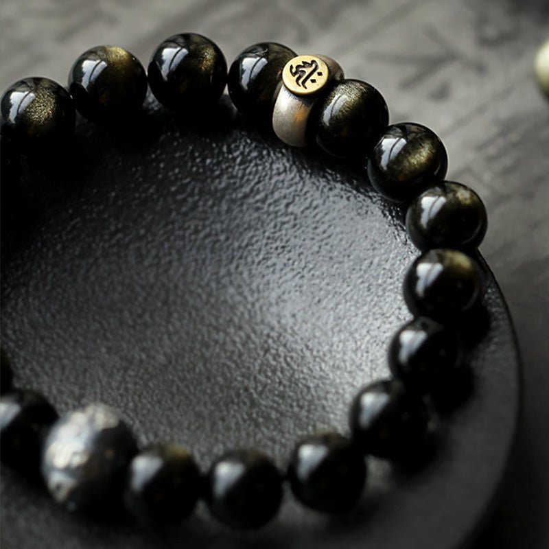 Buddha Stones Chinese Zodiac Natal Buddha Obsidian Purification Bracelet - Image 16