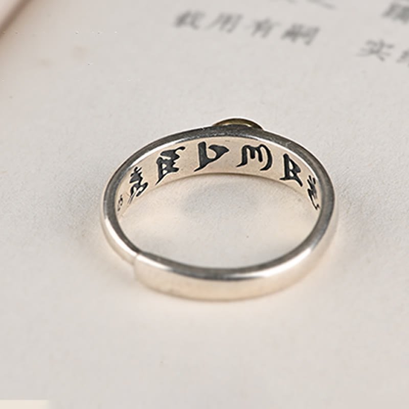 Buddha Stones Tibetan Om Mani Padme Hum Carved Chinese Zodiac Natal Buddha Peace Ring - Image 12