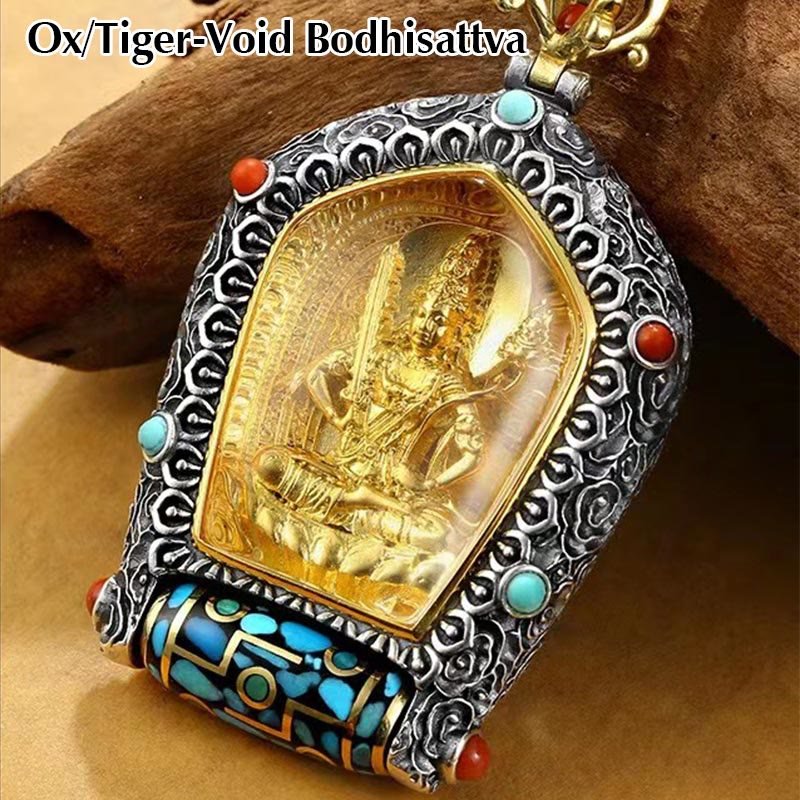 Buddha Stones Tibet Chinese Zodiac Natal Buddha Thangka Prosperity Rotatable Dzi Bead Necklace Pendant - Image 5