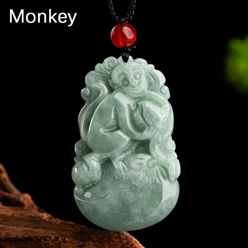 Buddha Stones Natural Green Jade 12 Chinese Zodiac Luck Prosperity Necklace Pendant - Image 18