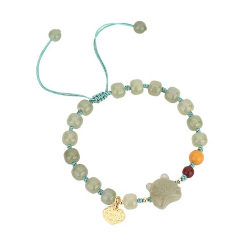 Buddha Stones Chinese Zodiac Tiger Jade Blessing String Bracelet - Image 5