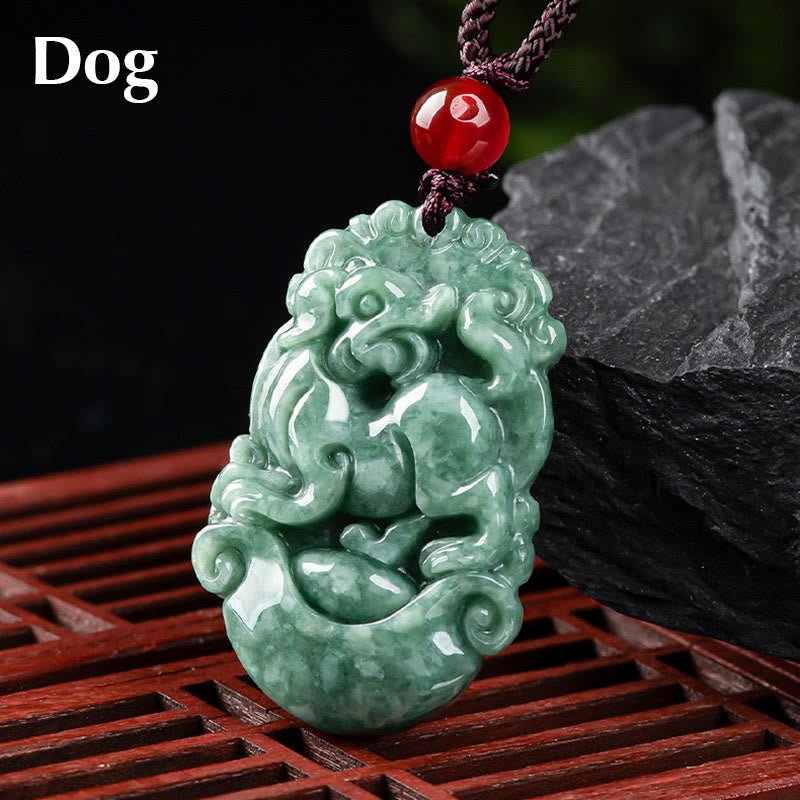 Buddha Stones Natural Jade 12 Chinese Zodiac Prosperity Necklace Pendant - Image 24
