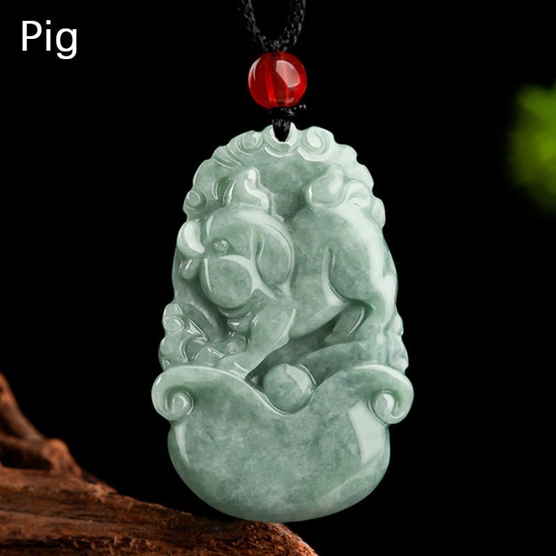 Buddha Stones Natural Green Jade 12 Chinese Zodiac Luck Prosperity Necklace Pendant - Image 21