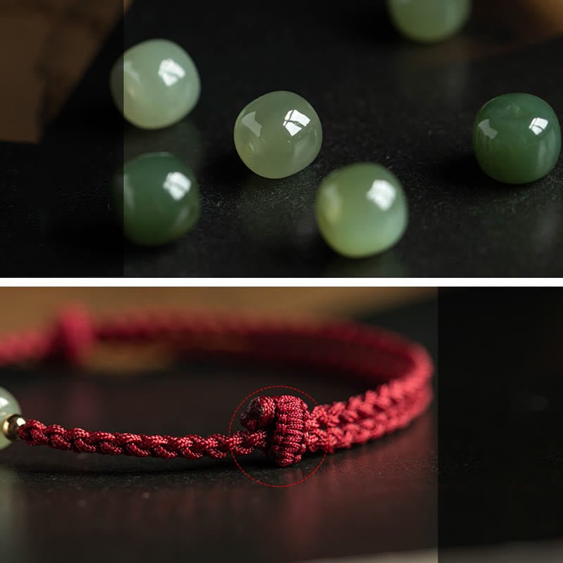 Buddha Stones Natural Cinnabar Chinese Zodiac Hetian Jade Fu Character Luck Rope Bracelet - Image 23