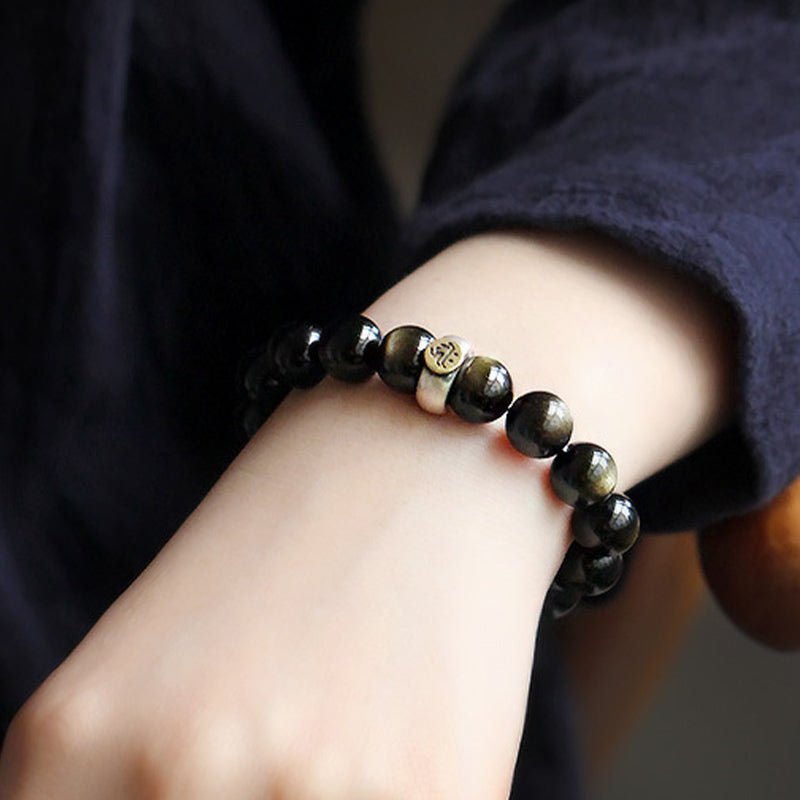 Buddha Stones Chinese Zodiac Natal Buddha Obsidian Purification Bracelet - Image 5