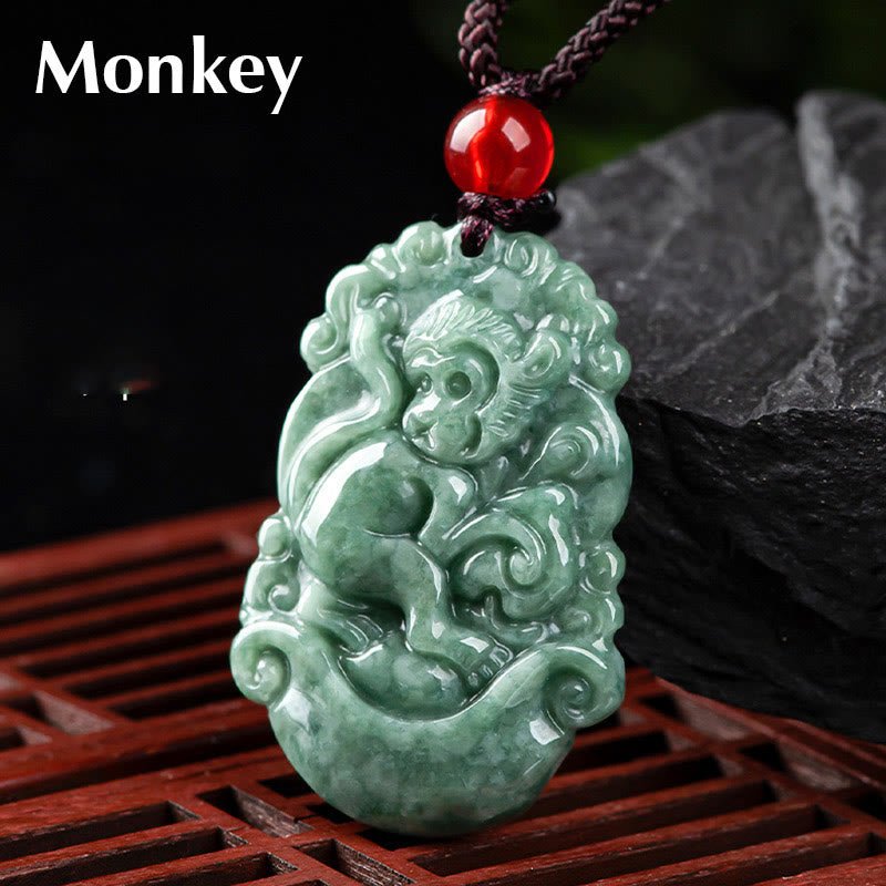 Buddha Stones Natural Jade 12 Chinese Zodiac Prosperity Necklace Pendant - Image 22
