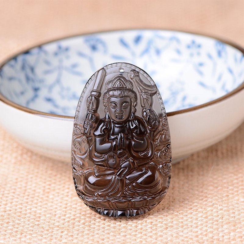 Buddha Stones Chinese Zodiac Obsidian Protection Necklace - Image 2