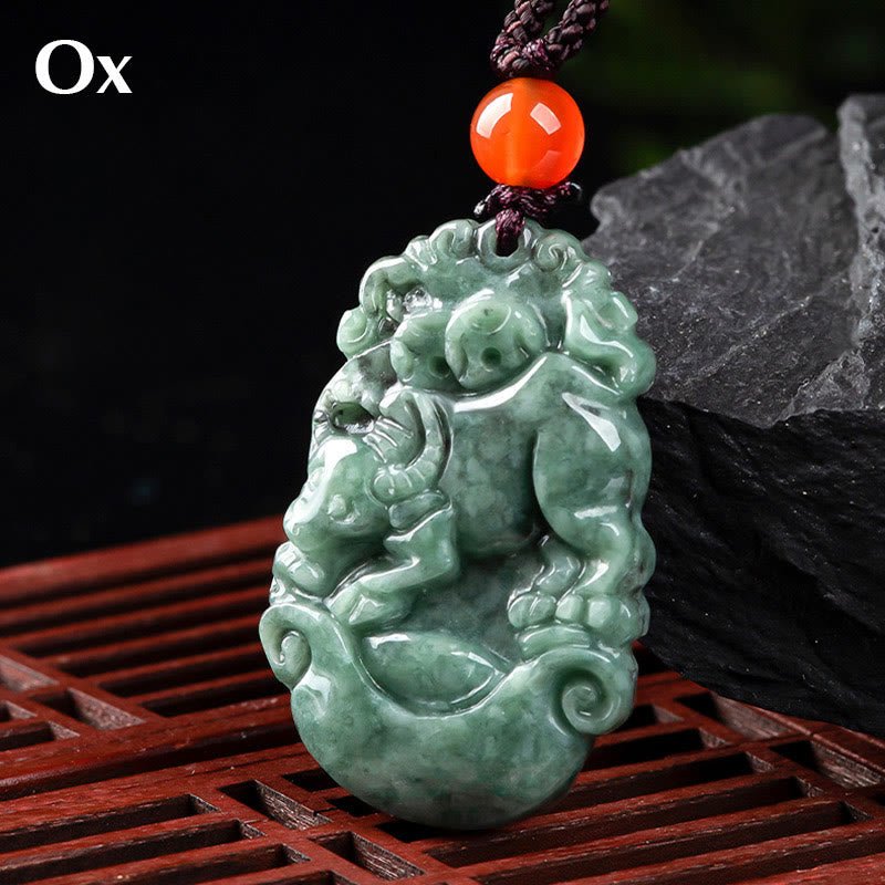 Buddha Stones Natural Jade 12 Chinese Zodiac Prosperity Necklace Pendant - Image 16