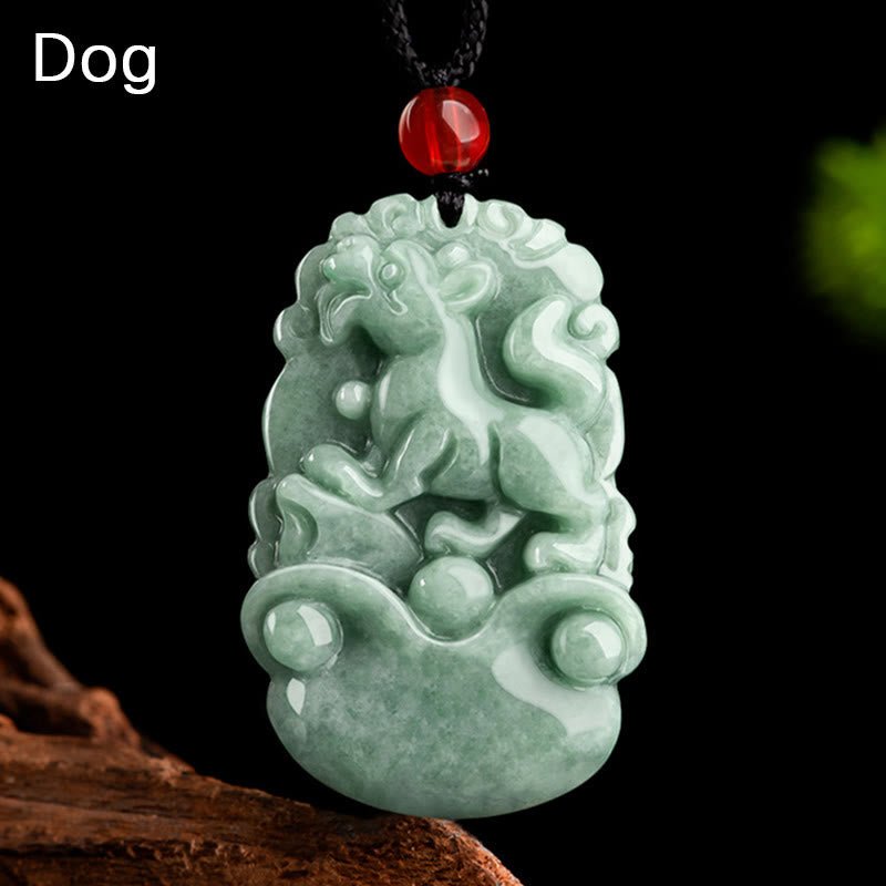 Buddha Stones Natural Green Jade 12 Chinese Zodiac Luck Prosperity Necklace Pendant - Image 20