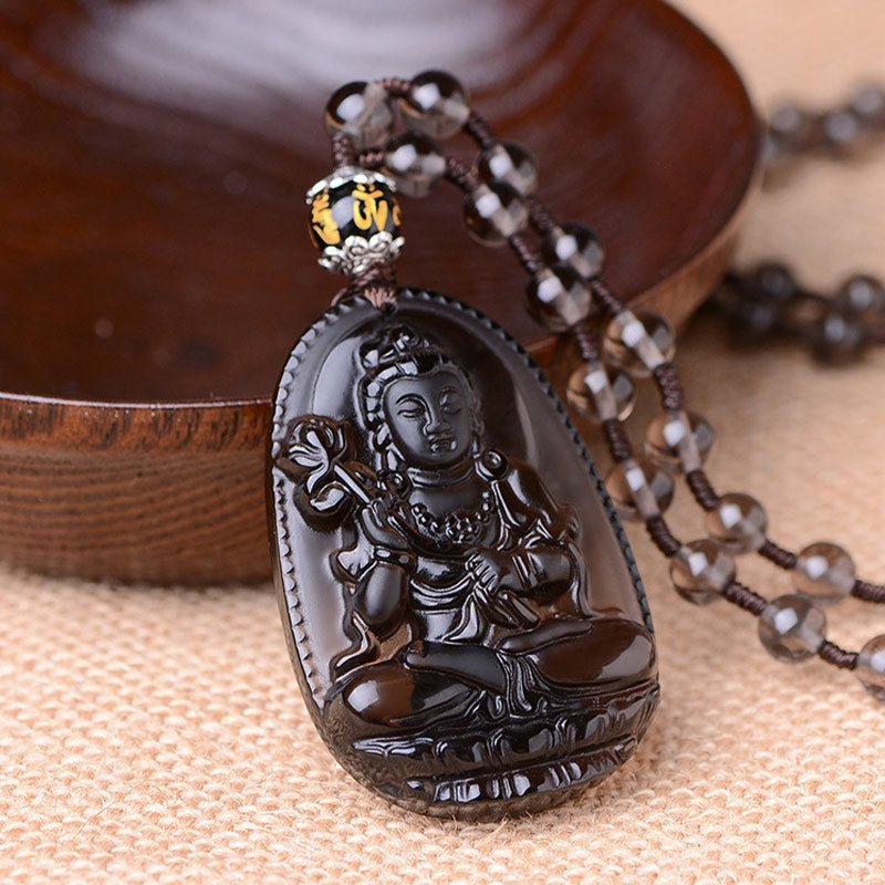 Buddha Stones Chinese Zodiac Obsidian Protection Necklace - Image 6