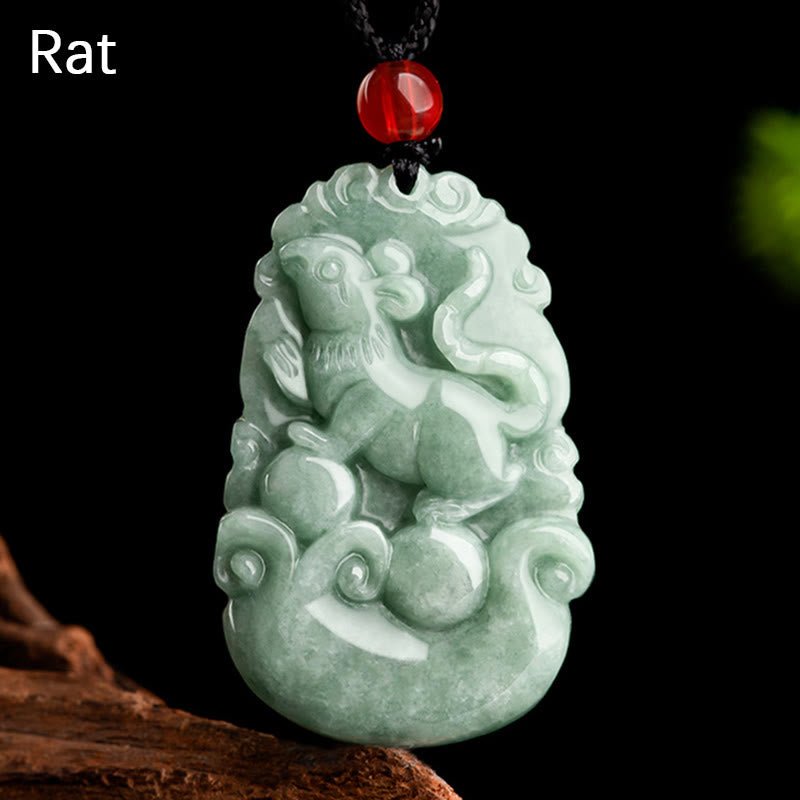 Buddha Stones Natural Green Jade 12 Chinese Zodiac Luck Prosperity Necklace Pendant - Image 2