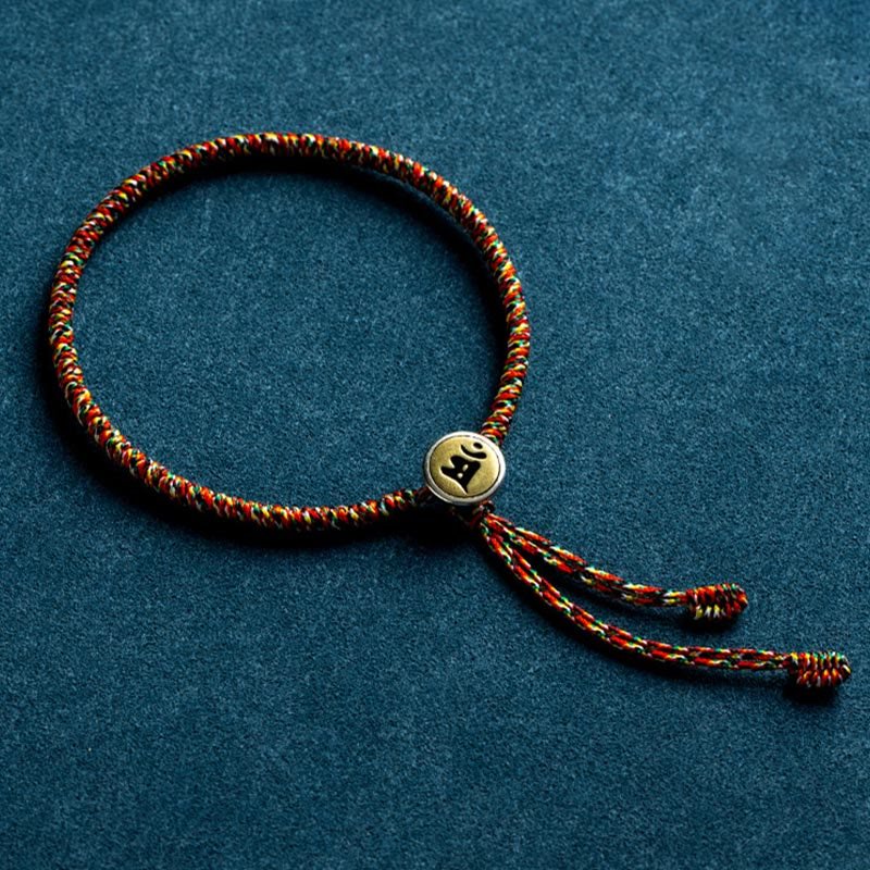 Buddha Stones Handmade 925 Sterling Silver Chinese Zodiac Natal Buddha Protection Colorful Rope Bracelet - Image 3