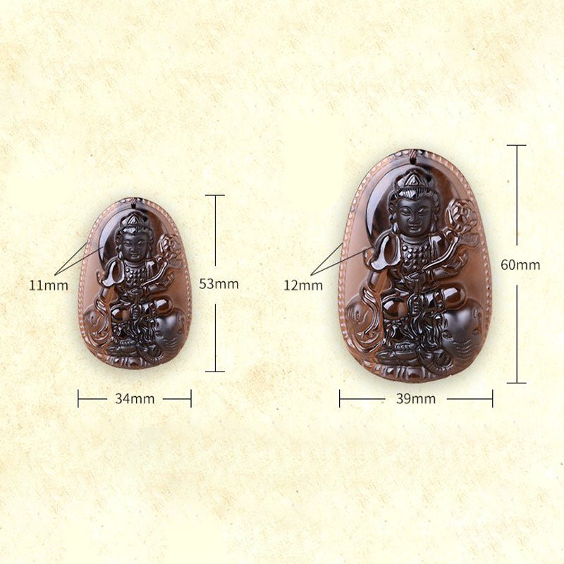 Buddha Stones Chinese Zodiac Obsidian Protection Necklace - Image 11