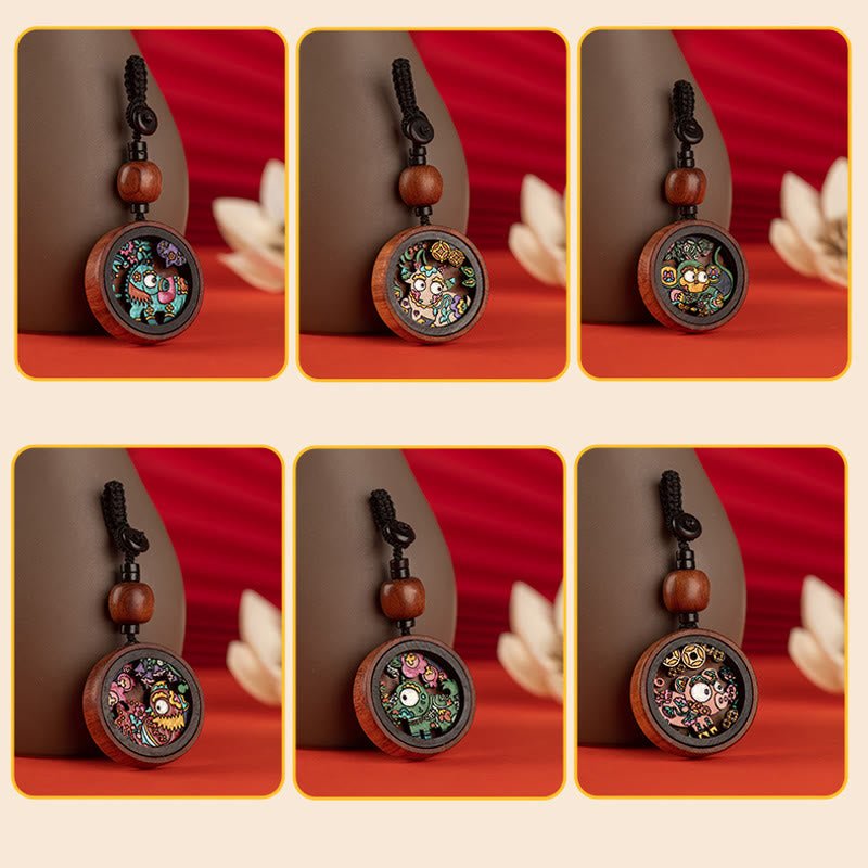 Buddha Stones Year Of The Dragon Hand Painted Chinese Zodiac Rosewood Carved Calm Key Chain (Extra 30% Off | USE CODE: FS30) - Image 26