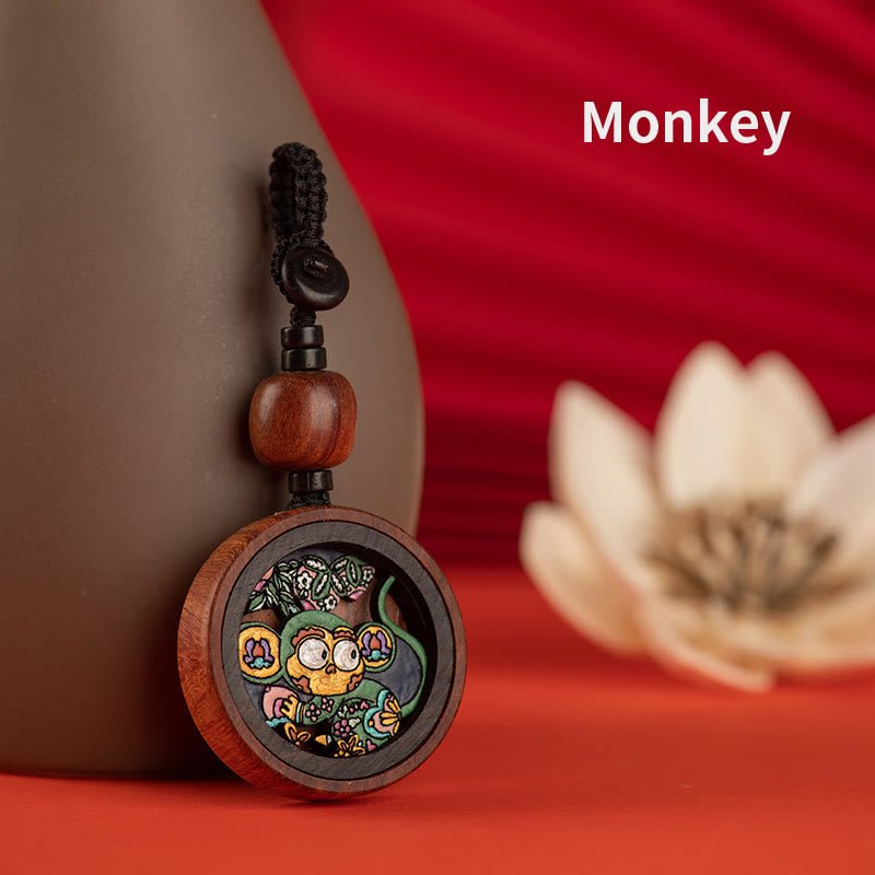 Buddha Stones Year Of The Dragon Hand Painted Chinese Zodiac Rosewood Carved Calm Key Chain (Extra 30% Off | USE CODE: FS30) - Image 19