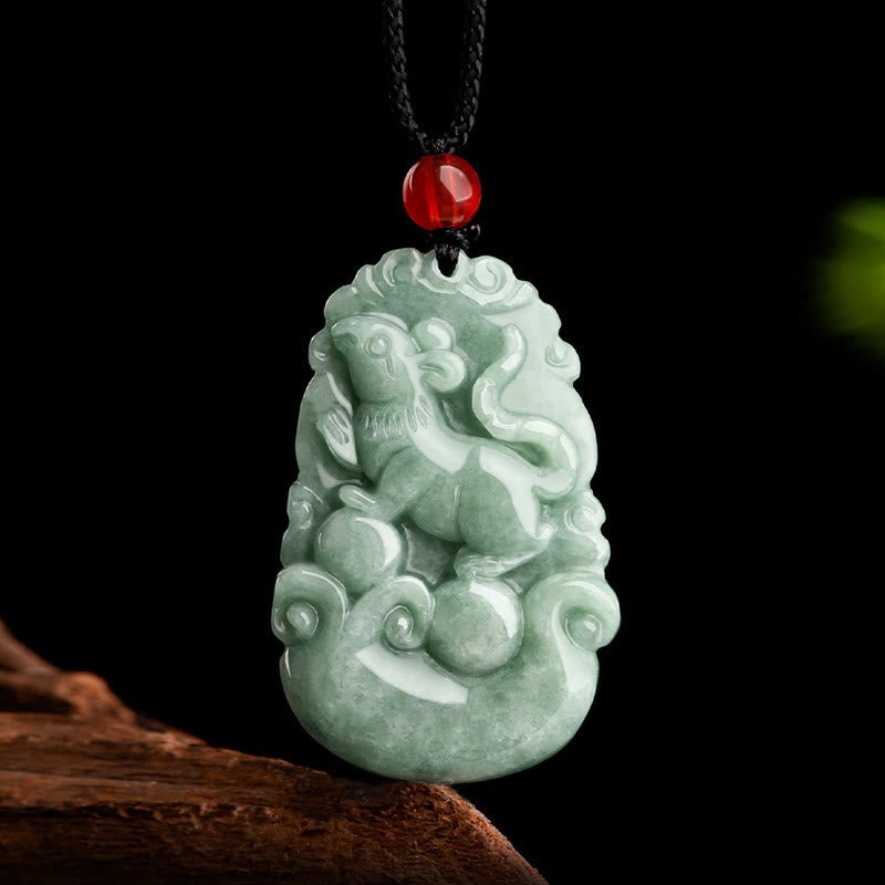 Buddha Stones Natural Green Jade 12 Chinese Zodiac Luck Prosperity Necklace Pendant - Image 6