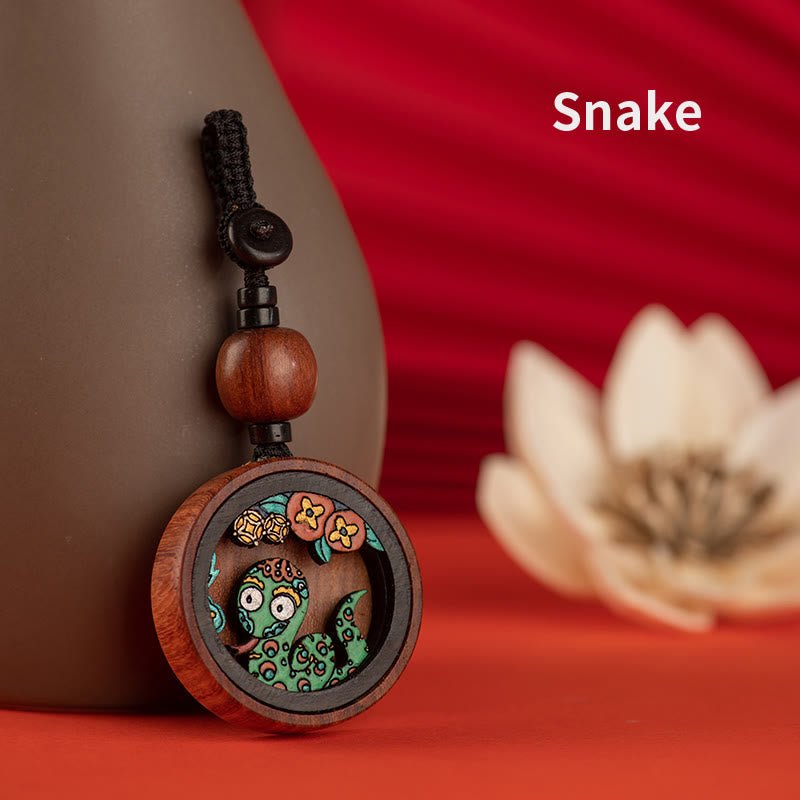 Buddha Stones Year Of The Dragon Hand Painted Chinese Zodiac Rosewood Carved Calm Key Chain (Extra 30% Off | USE CODE: FS30) - Image 14