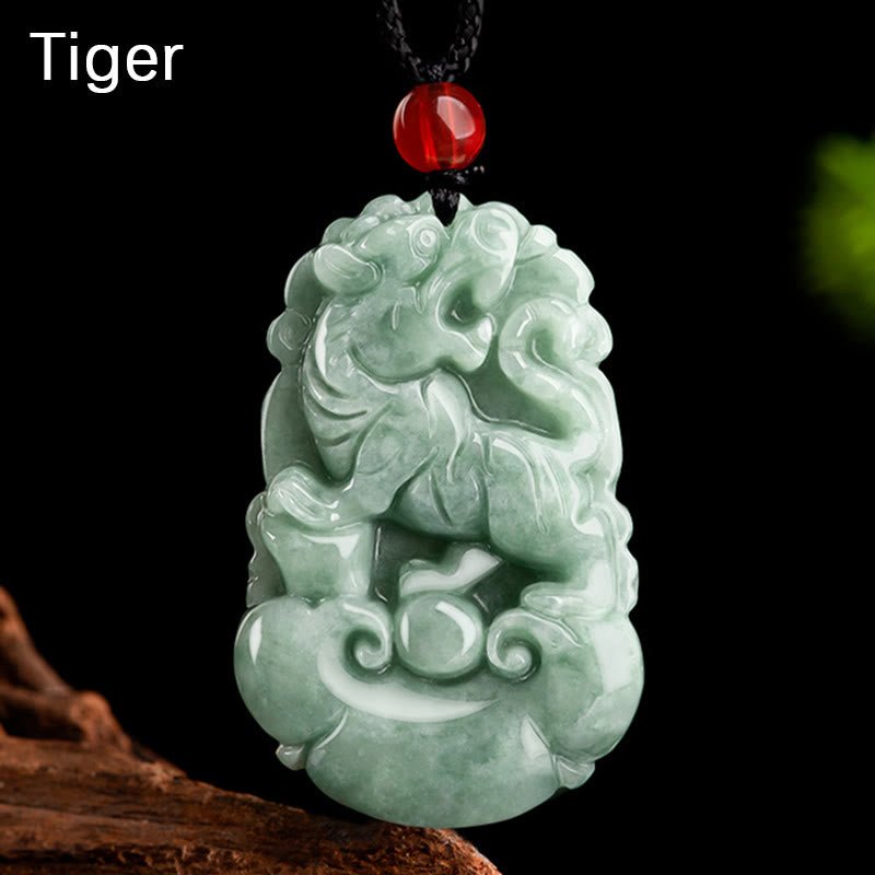 Buddha Stones Natural Green Jade 12 Chinese Zodiac Luck Prosperity Necklace Pendant - Image 13