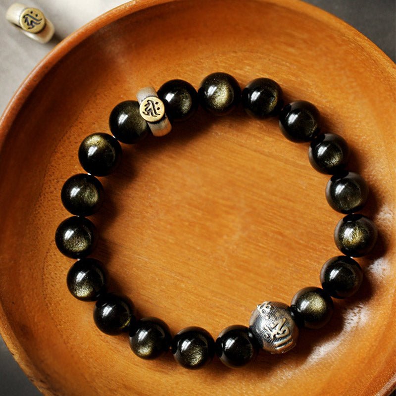 Buddha Stones Chinese Zodiac Natal Buddha Obsidian Purification Bracelet - Image 3
