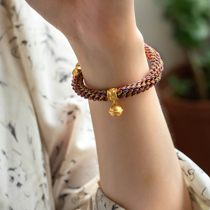 Buddha Stones 925 Sterling Silver Chinese Zodiac Natal Buddha Om Mani Padme Hum Luck Bell Braided String Bracelet - Image 4