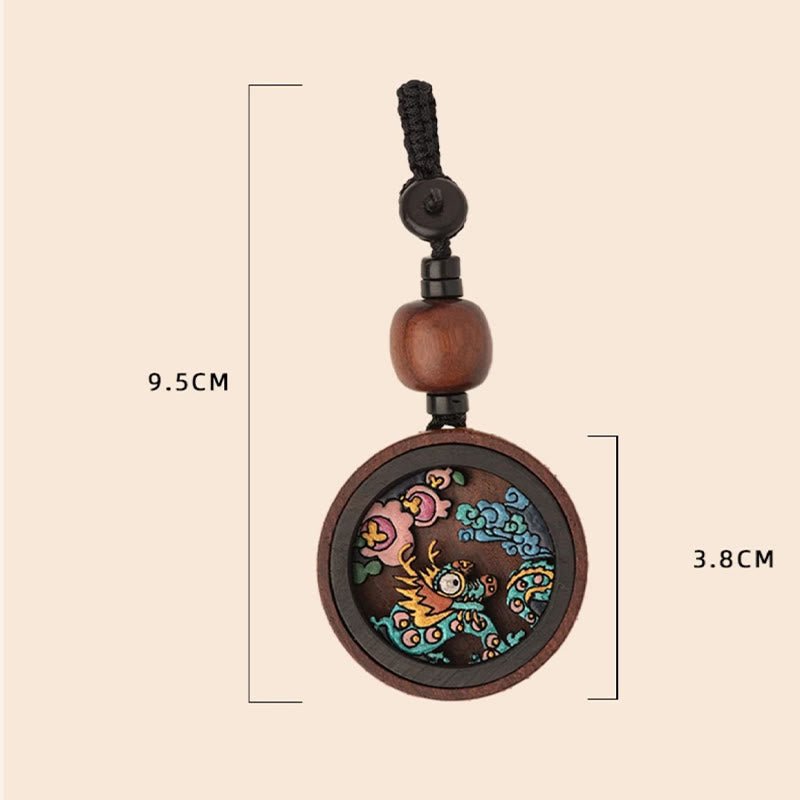 Buddha Stones Year Of The Dragon Hand Painted Chinese Zodiac Rosewood Carved Calm Key Chain (Extra 30% Off | USE CODE: FS30) - Image 6