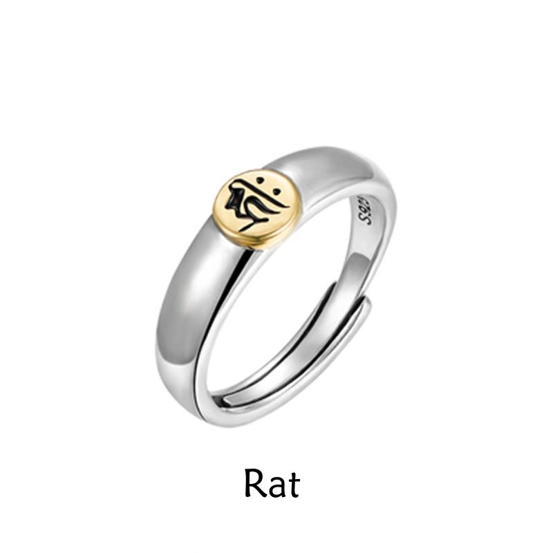 Buddha Stones Tibetan Om Mani Padme Hum Carved Chinese Zodiac Natal Buddha Peace Ring - Image 4