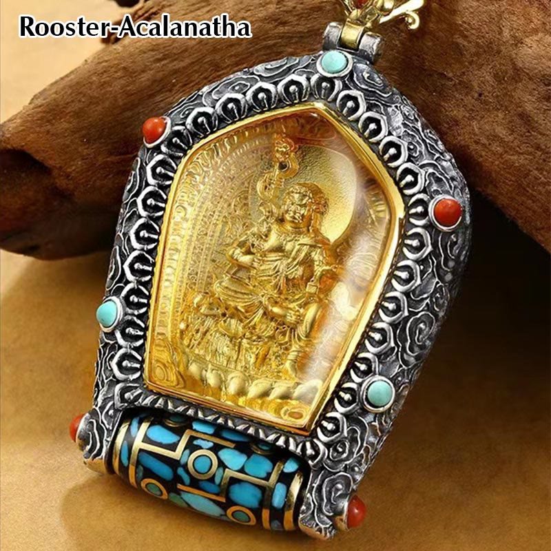 Buddha Stones Tibet Chinese Zodiac Natal Buddha Thangka Prosperity Rotatable Dzi Bead Necklace Pendant - Image 12