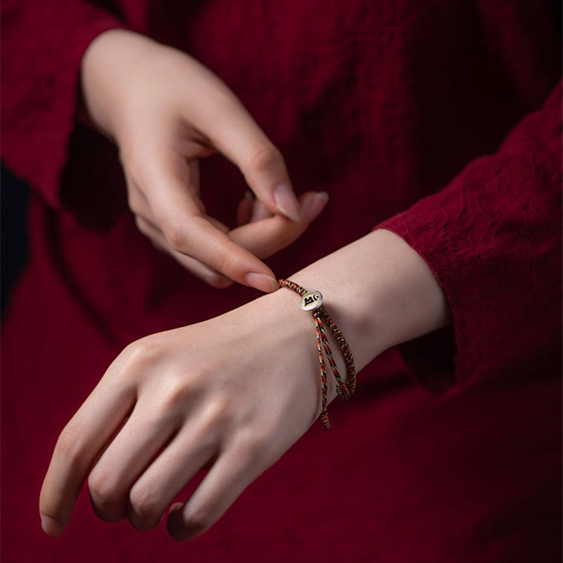 Buddha Stones Handmade 925 Sterling Silver Chinese Zodiac Natal Buddha Protection Colorful Rope Bracelet - Image 7