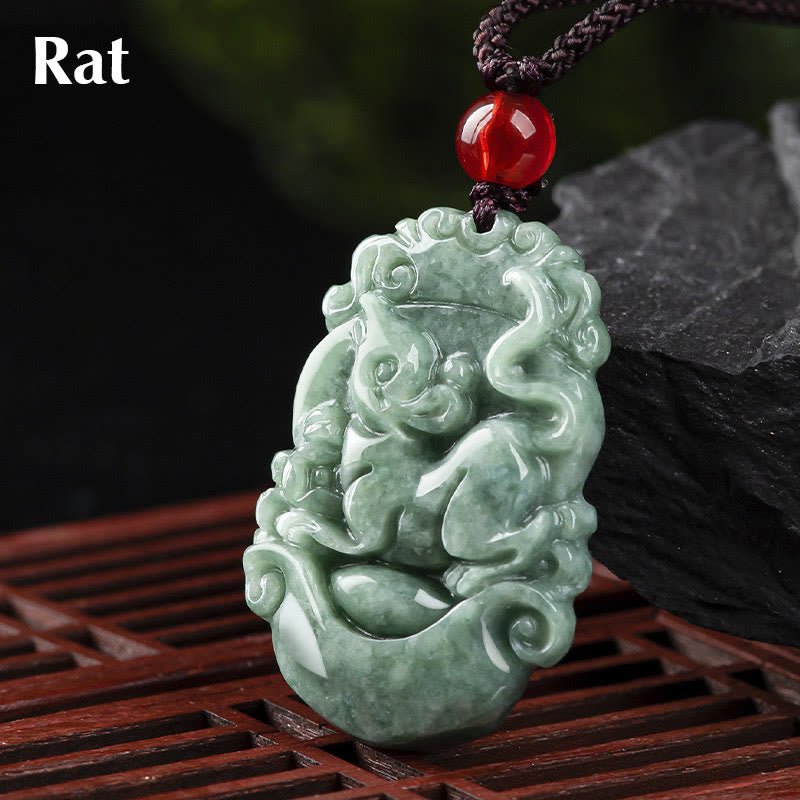 Buddha Stones Natural Jade 12 Chinese Zodiac Prosperity Necklace Pendant - Image 6