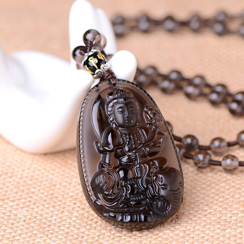 Buddha Stones Chinese Zodiac Obsidian Protection Necklace - Image 5