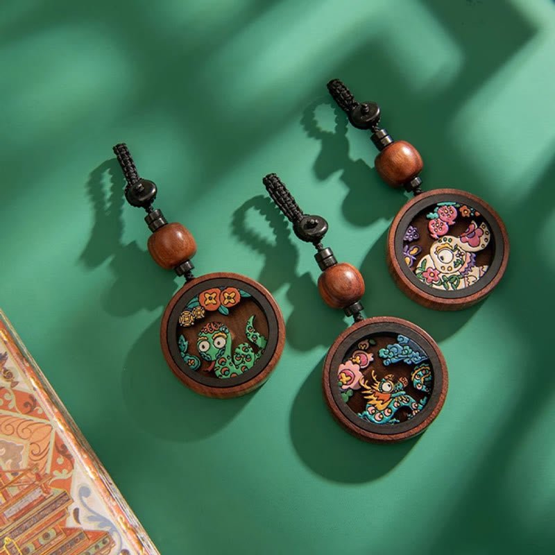 Buddha Stones Year Of The Dragon Hand Painted Chinese Zodiac Rosewood Carved Calm Key Chain (Extra 30% Off | USE CODE: FS30) - Image 24